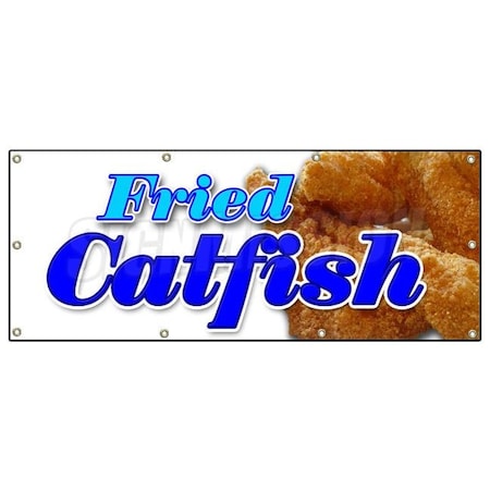 FRIED CATFISH BANNER SIGN Fresh Lunch Dinner Platter Sandwich Fries